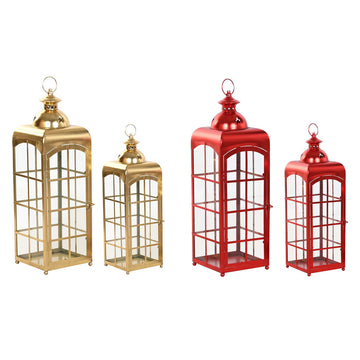 Lantern Home ESPRIT Red Golden Metal Crystal 21 x 21 x 63 cm (2 Units)