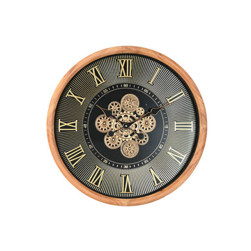 Wall Clock Home ESPRIT Black Natural Crystal Pine Loft 63,5 X 8,5 X 63,5 CM
