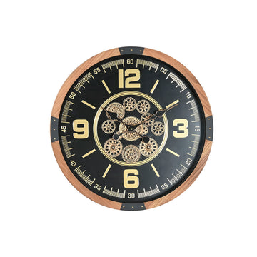 Wall Clock Home ESPRIT Black Natural Crystal Pine Loft 63,5 X 8 X 63,5 CM