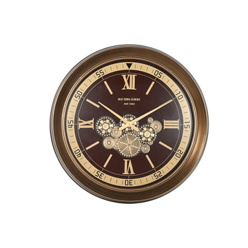 Wall Clock Home ESPRIT Golden Maroon Crystal Iron Glam 100 x 14 x 100 cm