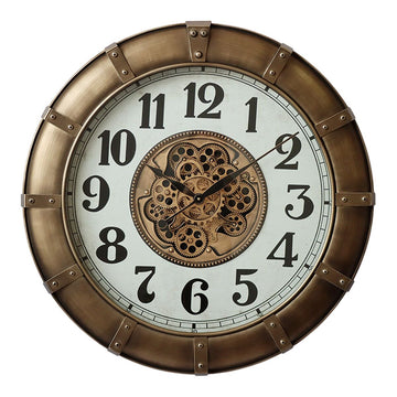 Wall Clock Home ESPRIT Golden Crystal Iron Loft 80 x 9,5 x 80 cm