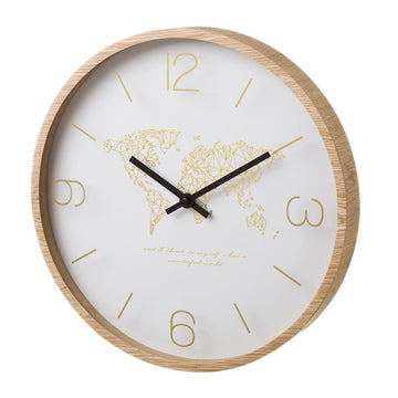 Wall Clock White Golden Crystal MDF Wood 33 x 33 x 4 cm