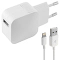 Wandladegerät + MFI-zertifiziertes Lightning-Kabel KSIX 2.4A USB iPhone Weiß