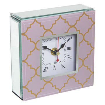 Table clock Alexandra House Living Pink Crystal 14 x 14 x 4 cm