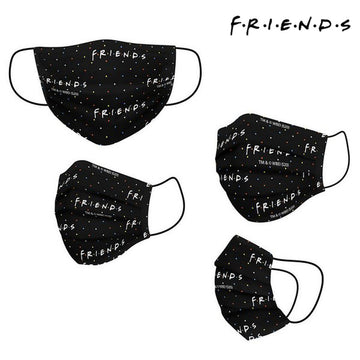 Hygienic Reusable Fabric Mask Friends black