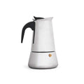 Italian Coffee Pot Black Silver Steel 4 Cups