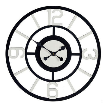 Wall Clock White Black Metal MDF (60 x 3,5 x 60 cm)