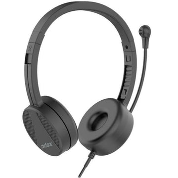 Headphones with Microphone Nilox NXAUSB01 Black