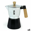 Italian Coffee Pot Quttin Wood Aluminium 9 Cups (6 Units)