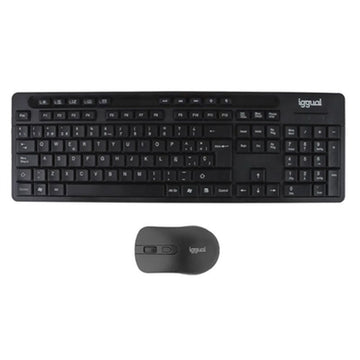 Keyboard and Mouse iggual IGG319277 Black Spanish Qwerty QWERTY