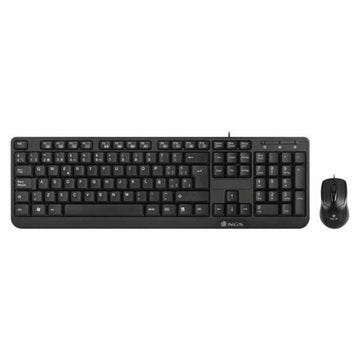 Keyboard and Mouse NGS Cocoa Kit (2 pcs) Black Spanish Qwerty