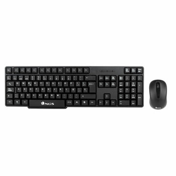 Keyboard and Mouse NGS EUPHORIA KIT Black Spanish Qwerty Wireless