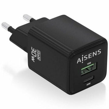 Wall Charger Aisens ASCH-30W2P038-BK Black Multicolour 33 W (1 Unit)