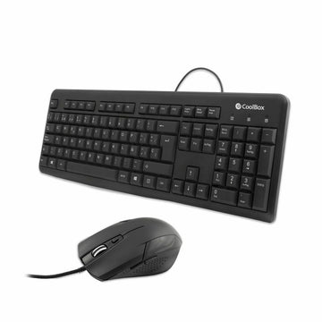 Keyboard and Mouse CoolBox COO-KTR-01U Black Spanish Qwerty