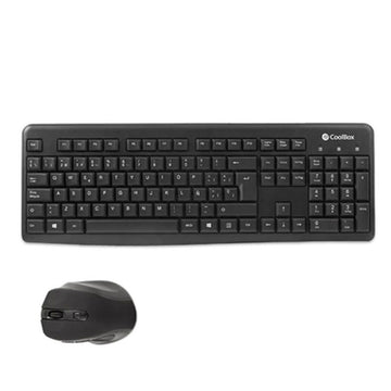 Keyboard and Mouse CoolBox COO-KTR-02W Black Spanish Qwerty Wireless