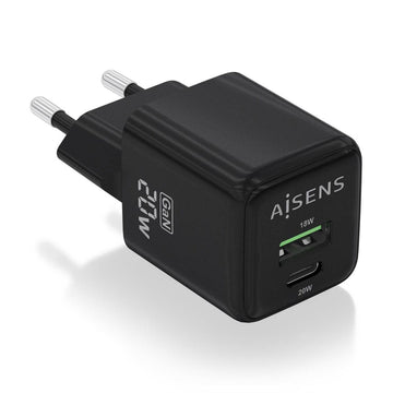 Wall Charger Aisens ASCH-20W2P011-BK Black (1 Unit)