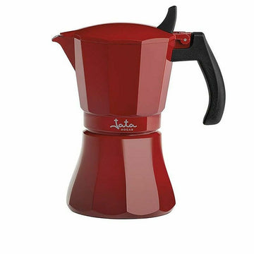Italian Coffee Pot JATA CAFETERADEINDUCCIÓNROJAVULCANO Red Aluminium 9 Cups (1 Unit)