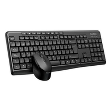 Keyboard and Mouse CoolBox COO-KTR-03W Black Spanish Qwerty