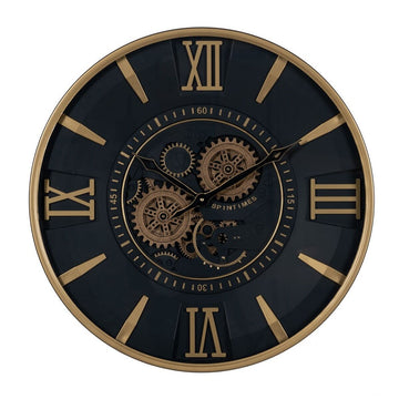 Wall Clock Black Golden Crystal Iron 59 x 8,5 x 59 cm (3 Units)