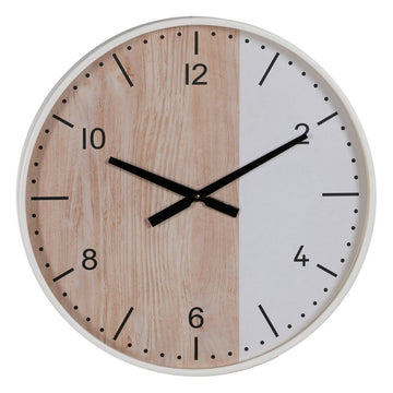 Wall Clock White Natural Wood 60 x 60 x 5,5 cm