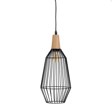 Ceiling Light Black Natural Wood Iron 220-240 V 20 x 19,5 cm