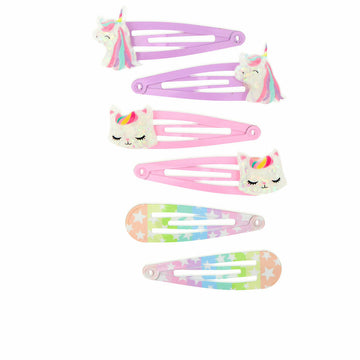 Hair Clips Inca  Multicolour Unicorn 6 Units