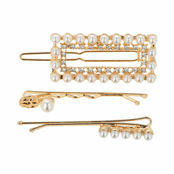 Bun hairpins Inca  Golden Beads 3 Pieces