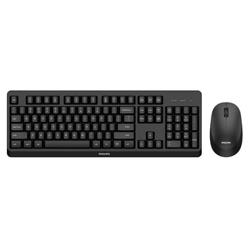 Keyboard and Wireless Mouse Philips Black Qwerty US