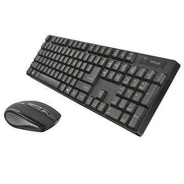 Keyboard and Wireless Mouse Trust 21135 Spanish Qwerty Black Silver