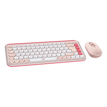 Keyboard and Mouse Logitech POP ICON Spanish QWERTY Pink