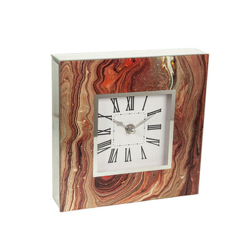 Table clock Romimex Brown Golden Glass 20 x 20 x 5 cm