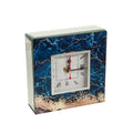 Table clock Romimex Blue Golden Glass 14 x 14 x 5 cm