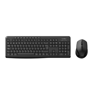 Keyboard and Wireless Mouse CoolBox COO-KTR-03W Black Spanish Qwerty
