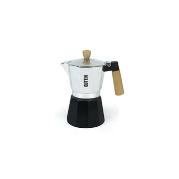 Italian Coffee Pot Quttin Wood Aluminium 6 Cups