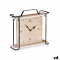 Table clock Black Metal MDF Wood 23 x 21 x 7 cm (6 Units)