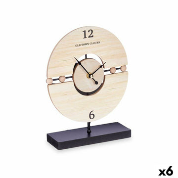 Table clock Balls Black Metal MDF Wood 20,5 x 26,5 x 7 cm (6 Units)