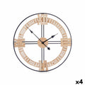 Wall Clock Black Metal MDF Wood 60 x 60 x 5 cm (4 Units)