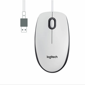 Mouse with Cable and Optical Sensor Logitech 910-006764 White 1000 dpi