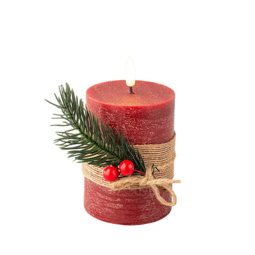 LED Candle Lumineo Red ø 7,5 x 13 cm Rustic (AA)