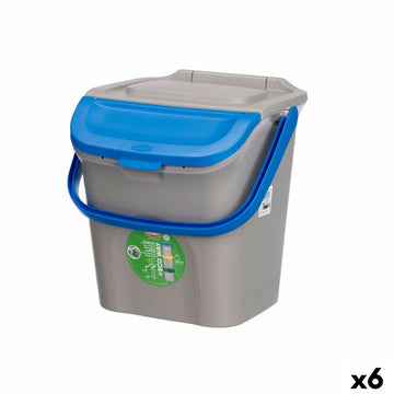 Waste bin Stefanplast ECOWAY Blue Grey polypropylene 28 L Stackable (6 Units)
