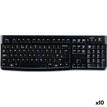 Keyboard Logitech K120 Black Spanish Qwerty (10 Units)