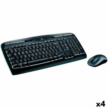Keyboard and Mouse Logitech MK330 Black Spanish Qwerty (4 Units)