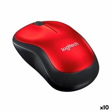 Wireless Mouse Logitech M185 Red 1000 dpi (10 Units)