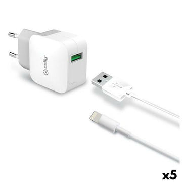 Wall Charger Celly White 12 W (5 Units)