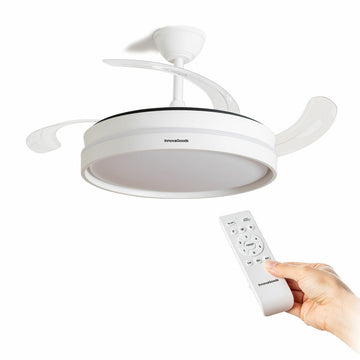LED Ceiling Fan with 4 Retractable Blades InnovaGoods 72 W Ø49-104 cm White (Refurbished A)